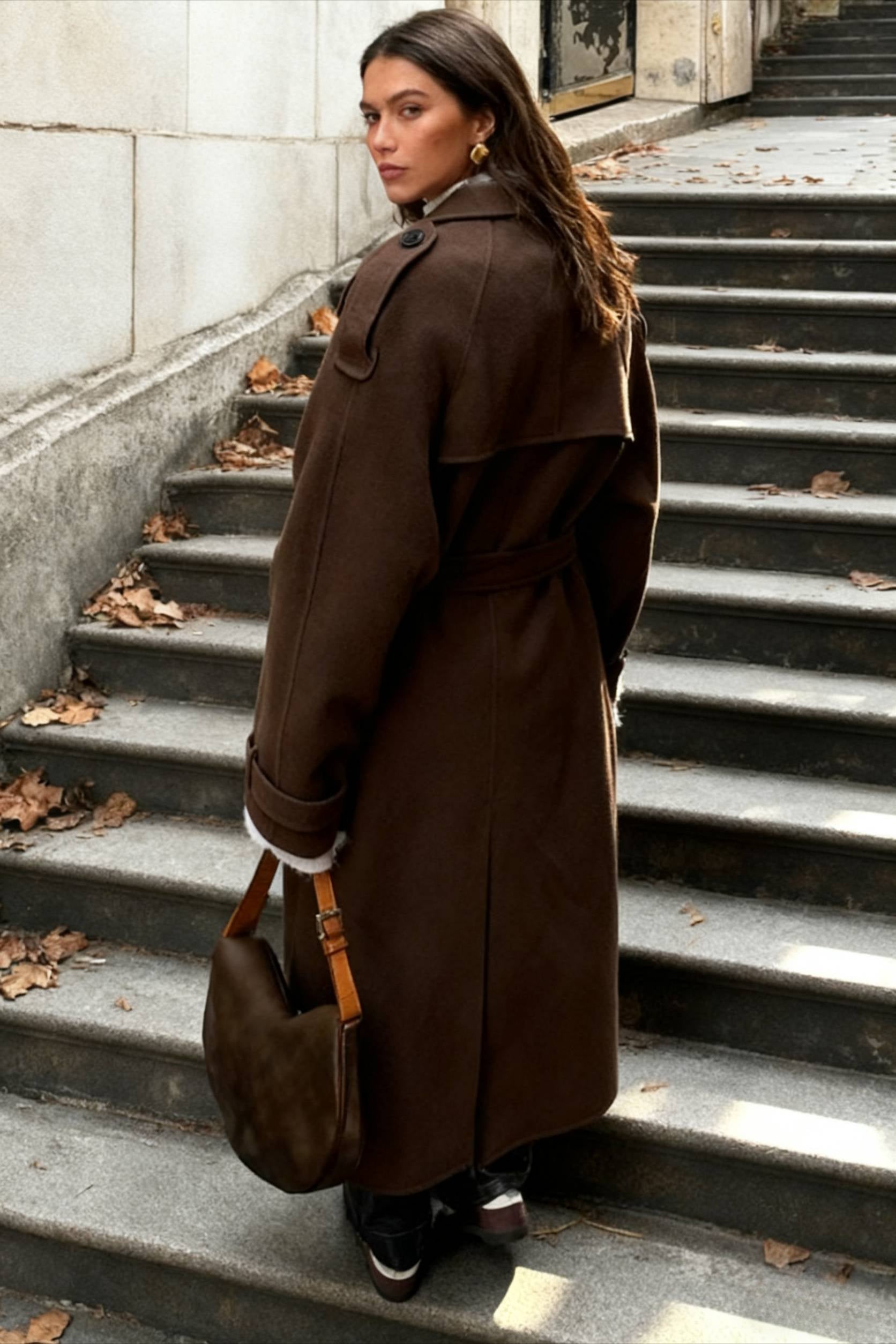 Casual Turn-Down Collar Double-Breasted Overcoat - Fashionpara