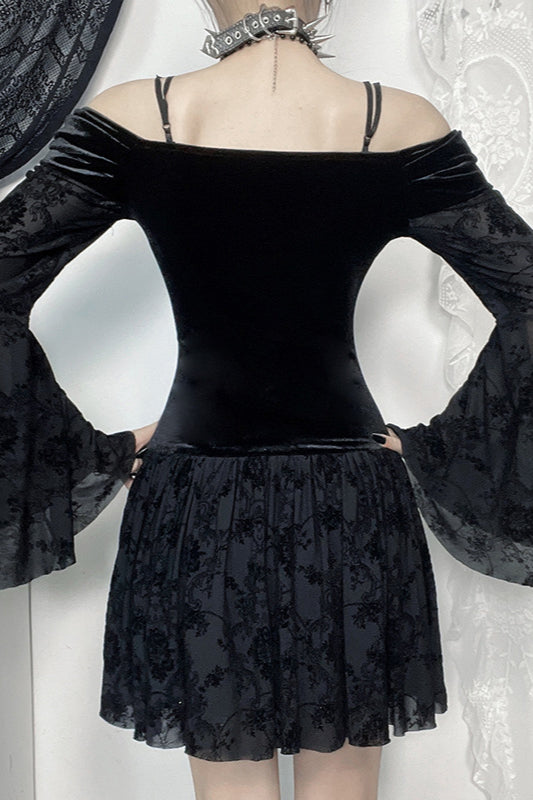 Off Shoulder Velvet Gothic Dress