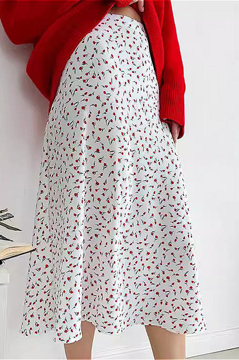 Floral Printed High Waist Fishtail Skirt