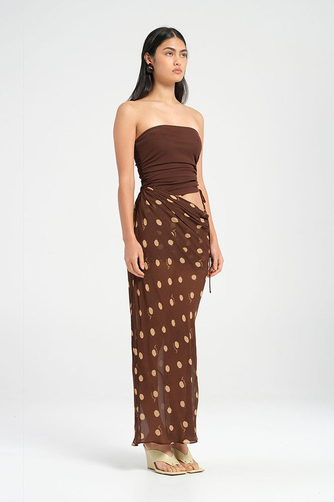 Polka Dot Strapless Bodycon Maxi Dress - Fashionpara