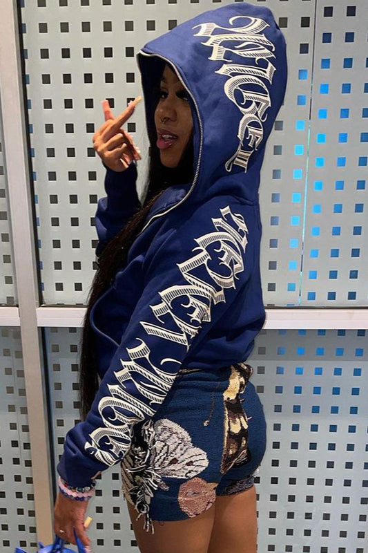 Letter Print Drawstring Hoodie