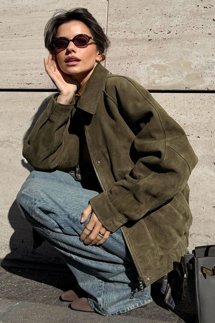 Zip Up Vintage Lapel Jacket