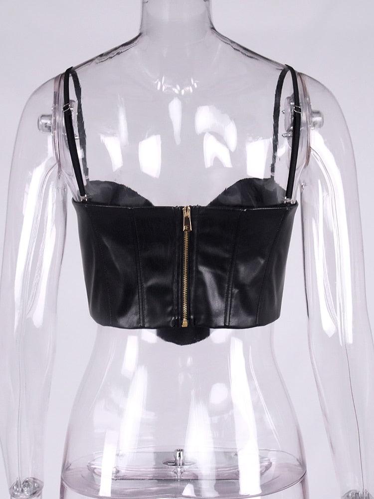 KittenAlarm - Dimples Notched Leather Cami Top