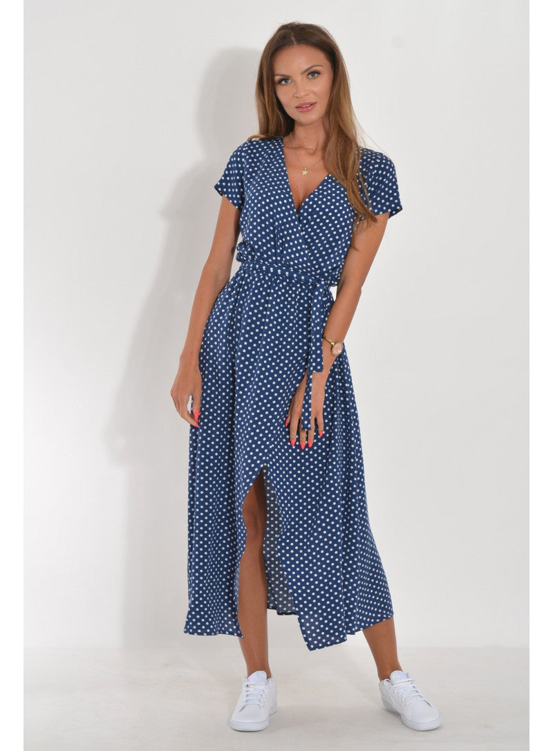 Cotton Blend A-Line Short Sleeve Midi Dress - View 6