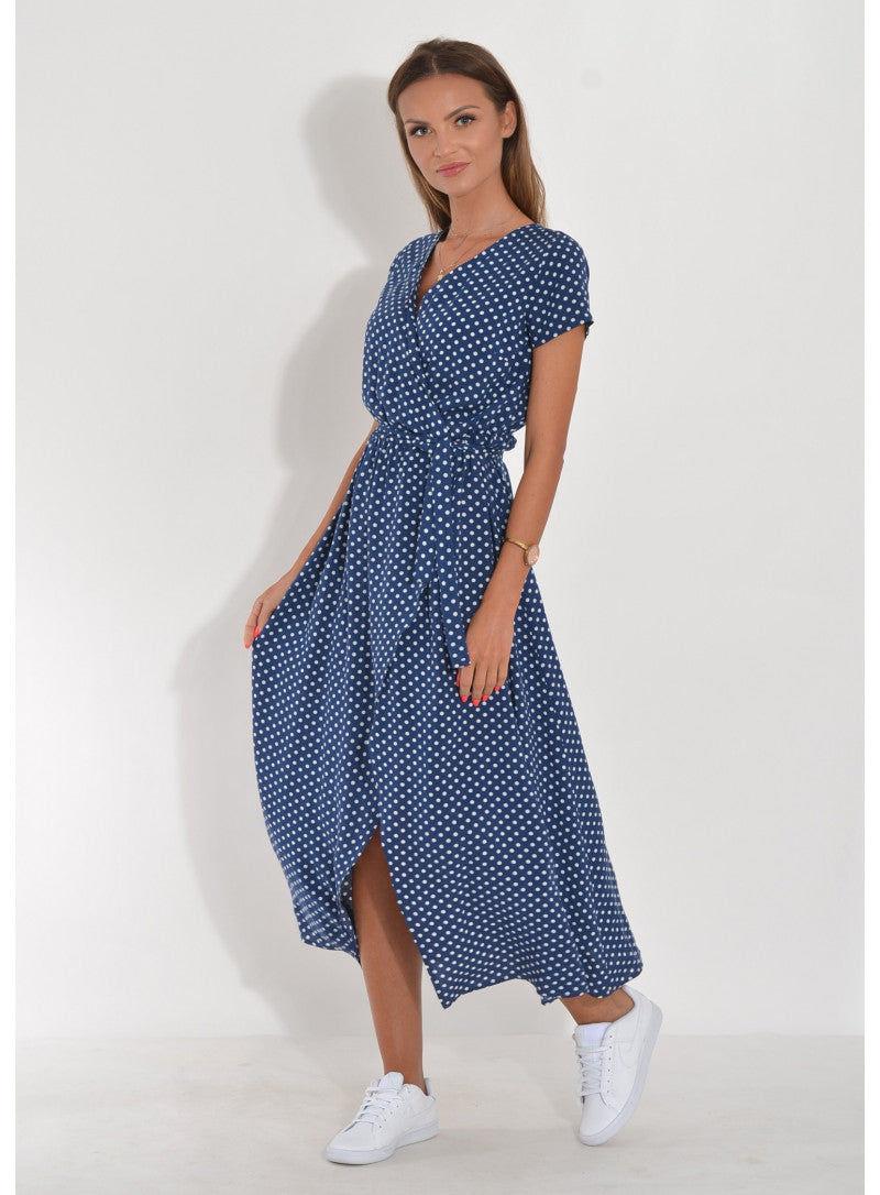 Cotton Blend A-Line Short Sleeve Midi Dress - View 10