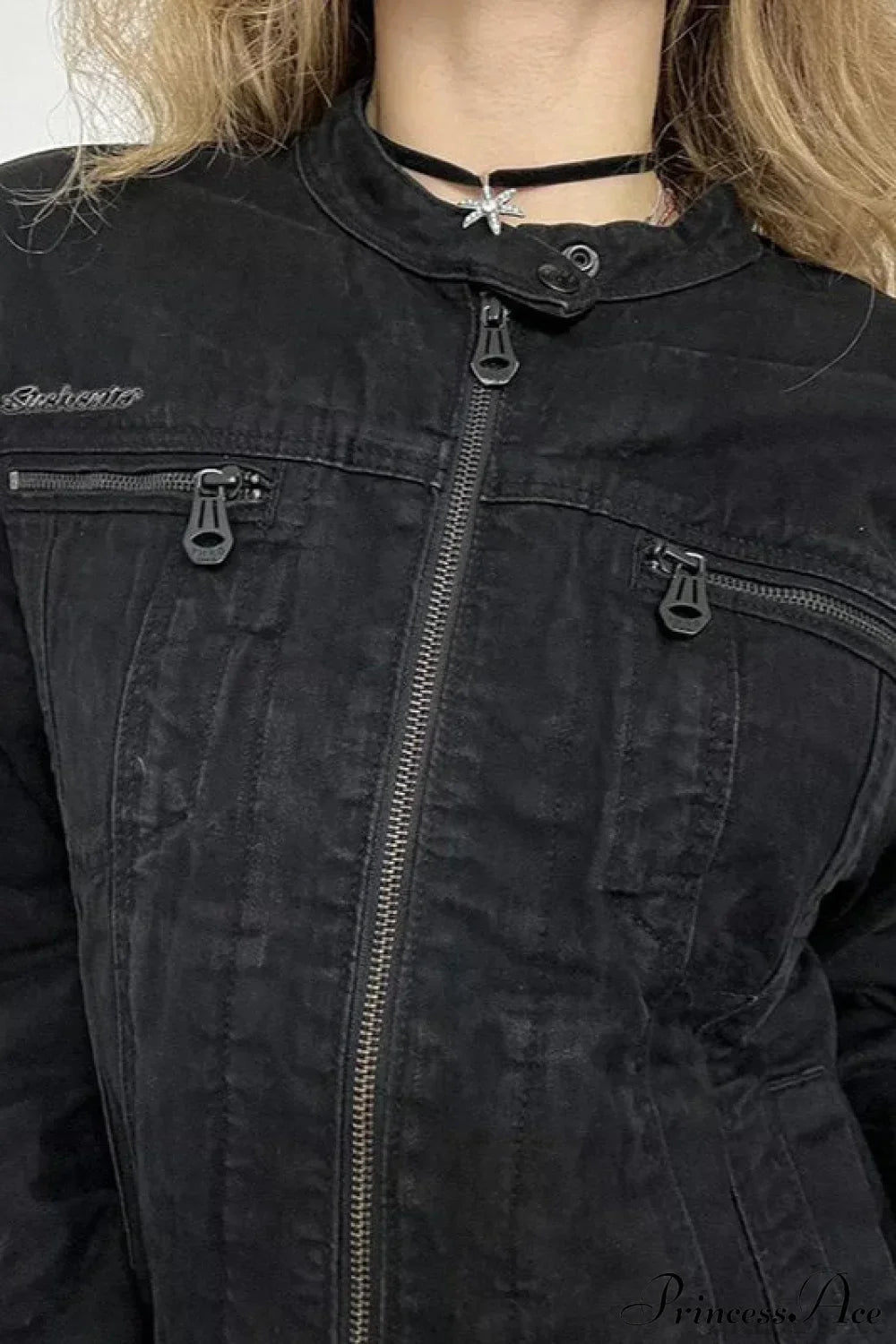 Distressed Black Denim Retro Casual Long-Sleeve Jacket 6