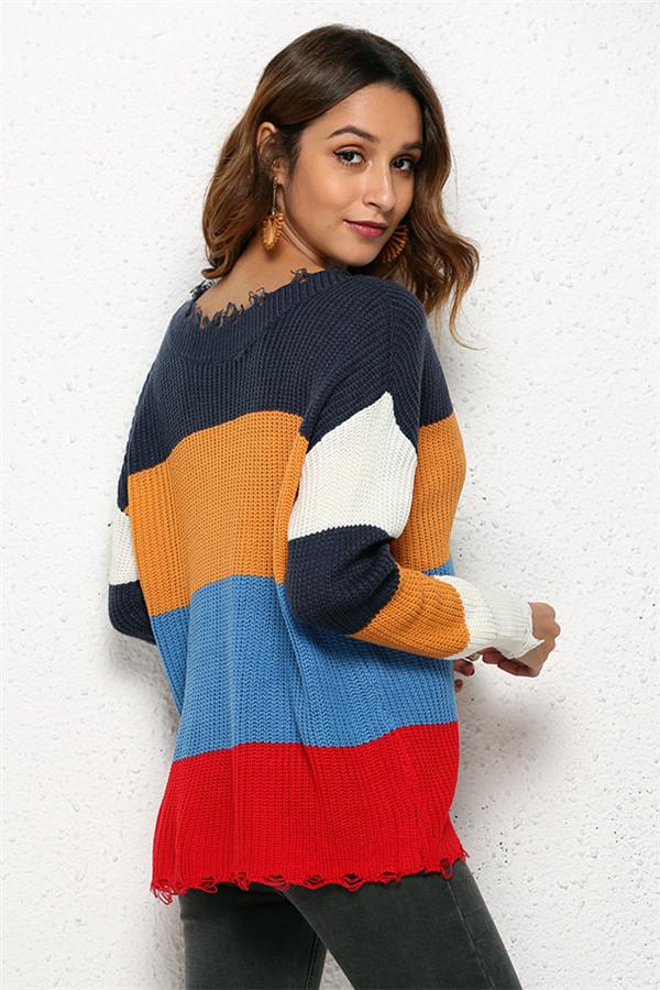 RadyRin Light Blue Distressed Sweater for Effortless Style