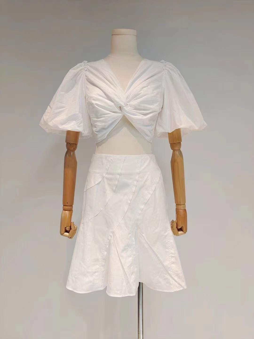 KittenAlarm - Dixie Puff Sleeve Crop Top & Ruffle Skirt Set