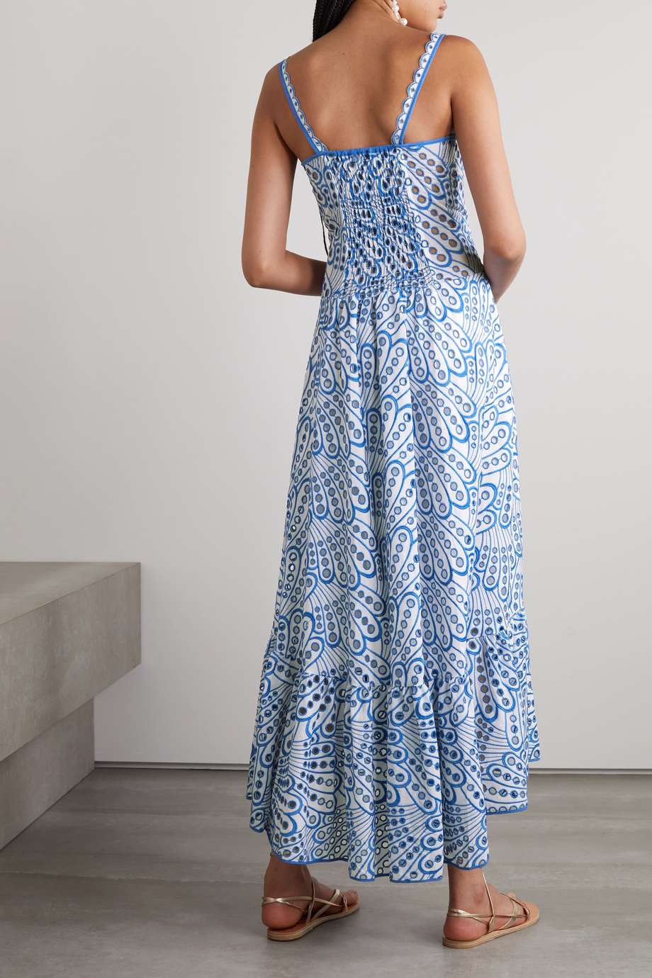 Belinda Embroidered Lace Midi Bustier Dress