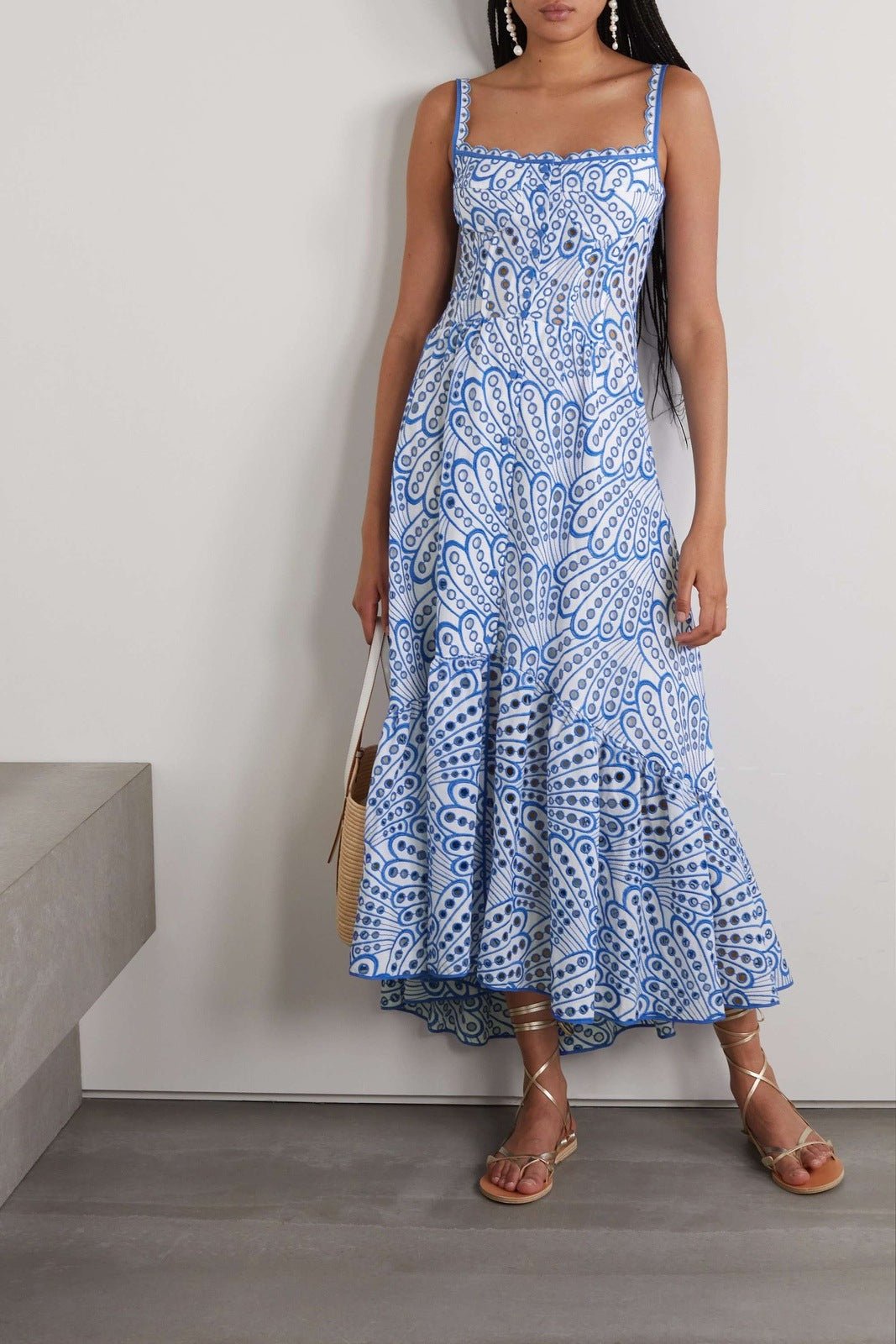 Belinda Embroidered Lace Midi Bustier Dress - View 10