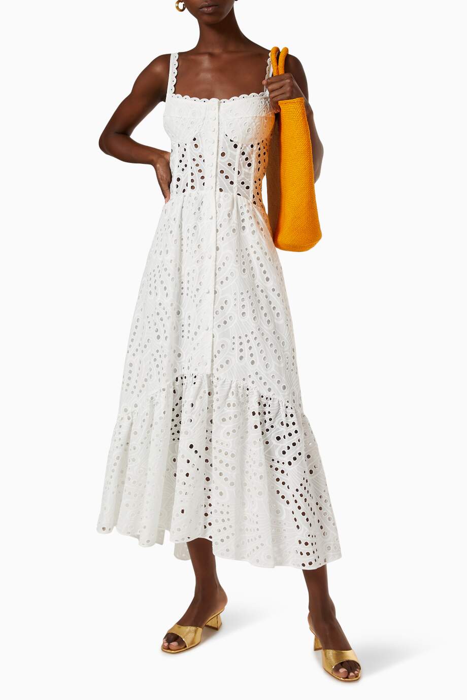 Belinda Embroidered Lace Midi Bustier Dress - View 6