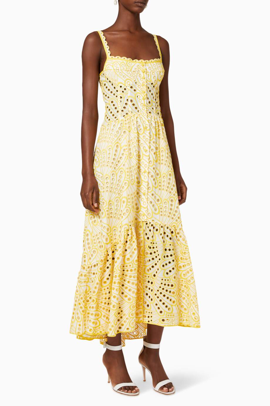 Belinda Embroidered Lace Midi Bustier Dress - View 3