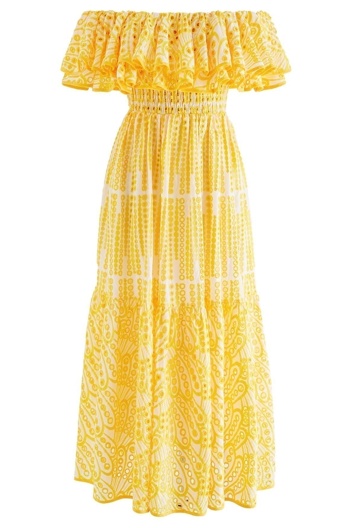 Waleska Statement Off the Shoulder a Line Flare Midi Dress - View 2