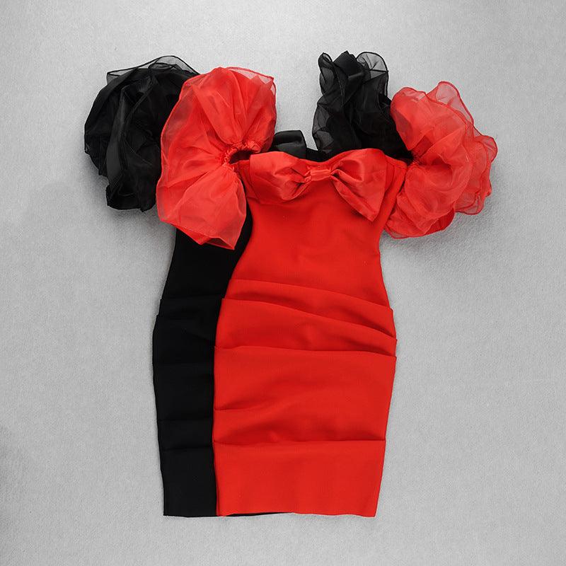 Organza Ruffle Off Shoulder Bandeau Two-Piece Set