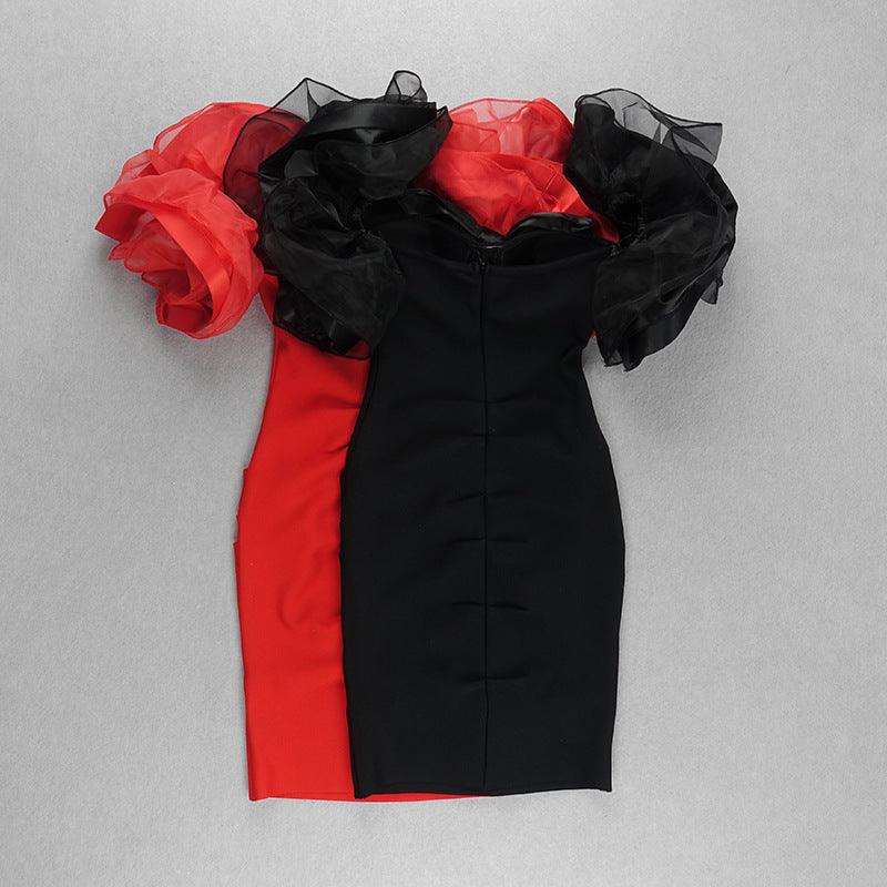 Organza Ruffle Off Shoulder Bandeau Two-Piece Set