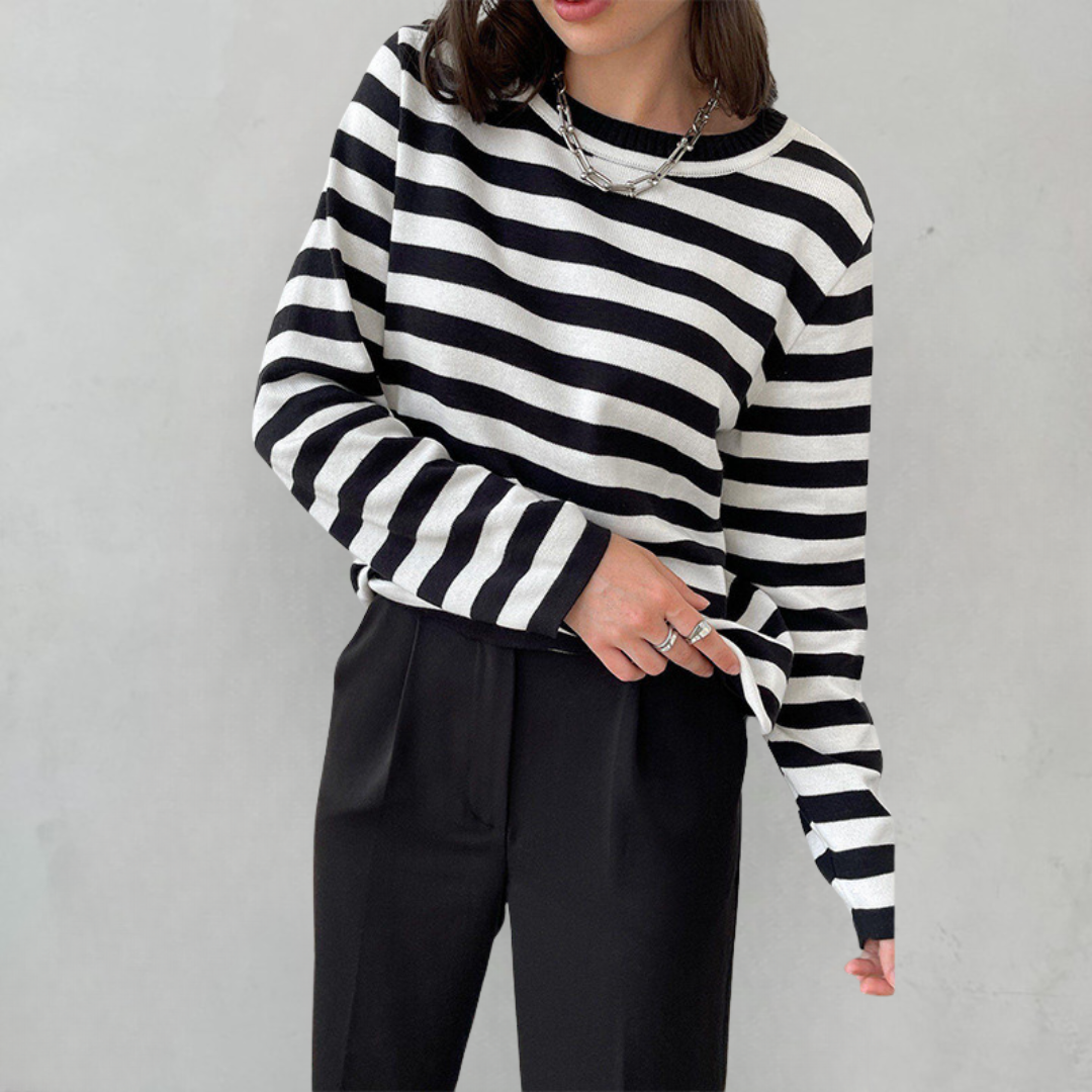 Striped Crew Neck Long Sleeve Top 5