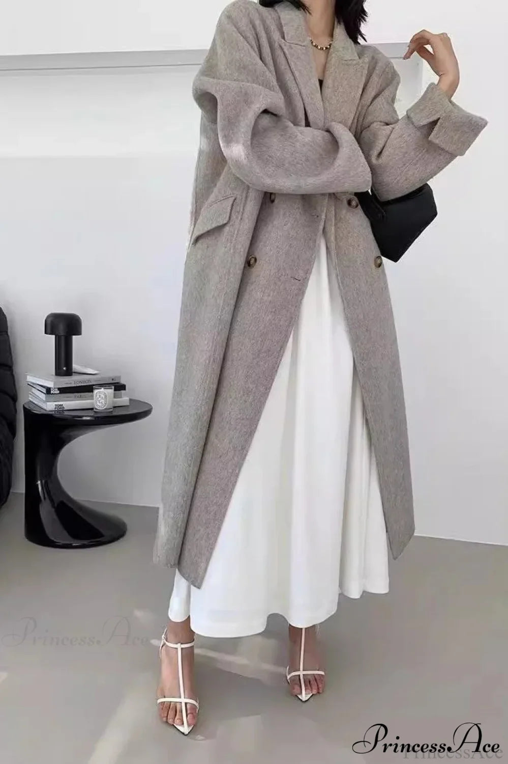 Reversible Double-Breasted Wool Oversized Long Overcoat
