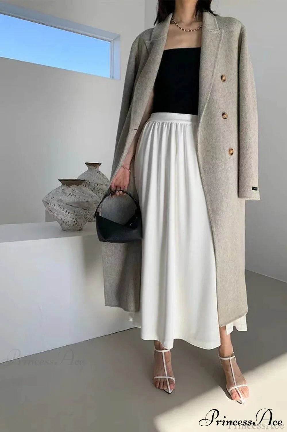 Reversible Double-Breasted Wool Oversized Long Overcoat