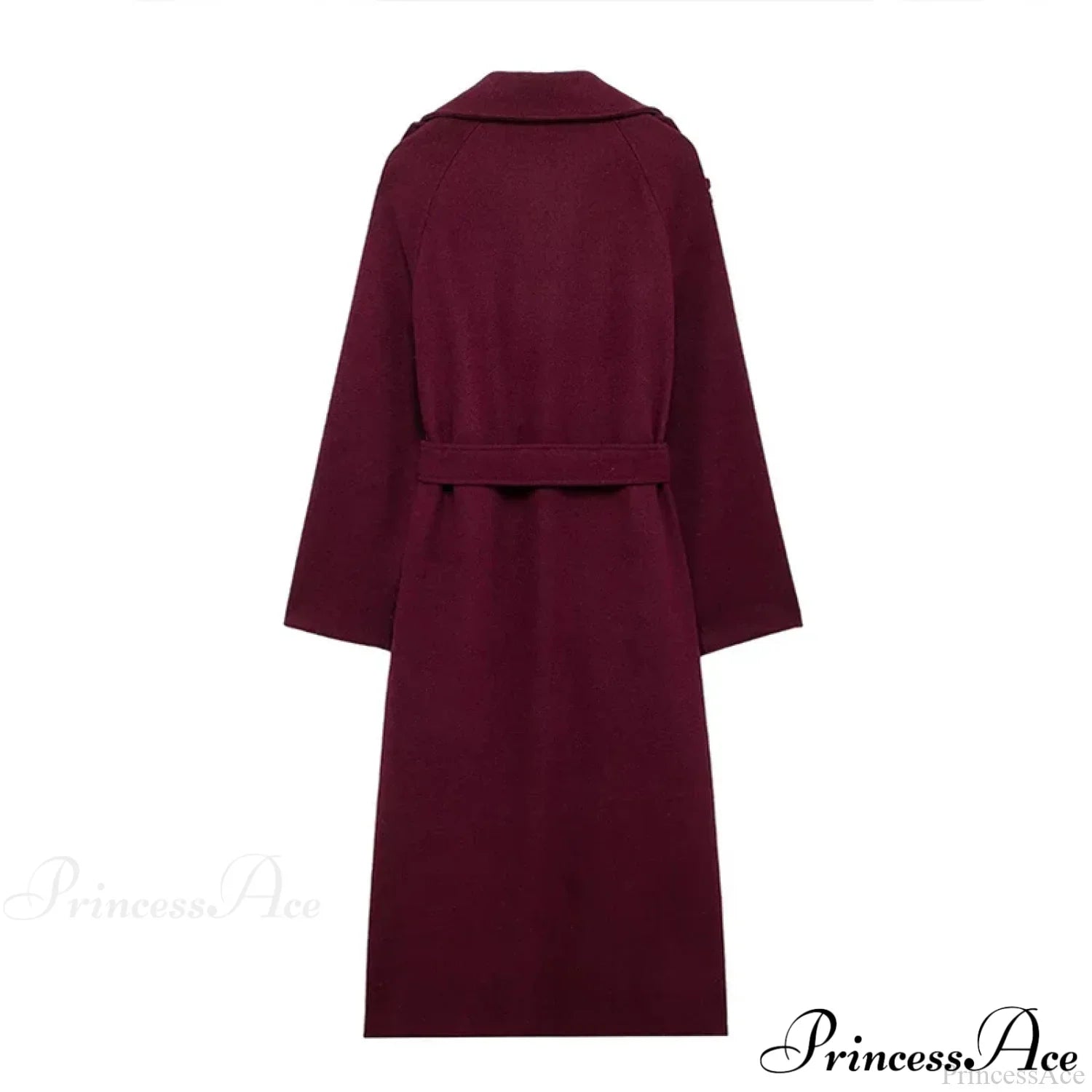 Double-Breasted Wool Belted Overcoat Red / S
