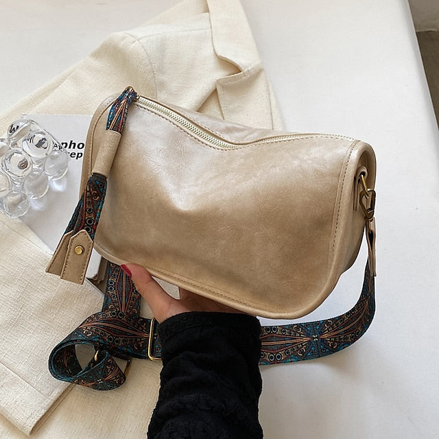 with Leather Strap PU Vintage Handbag Bohemian