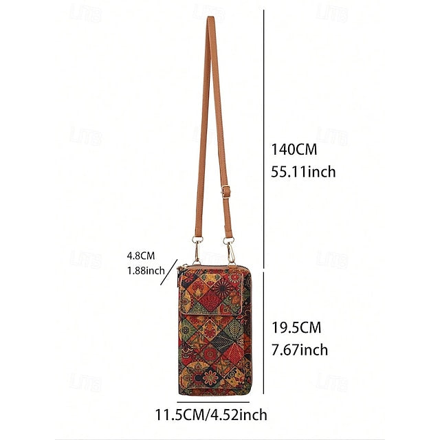 Boho Vintage Bag with Adjustable Crossbody Phone