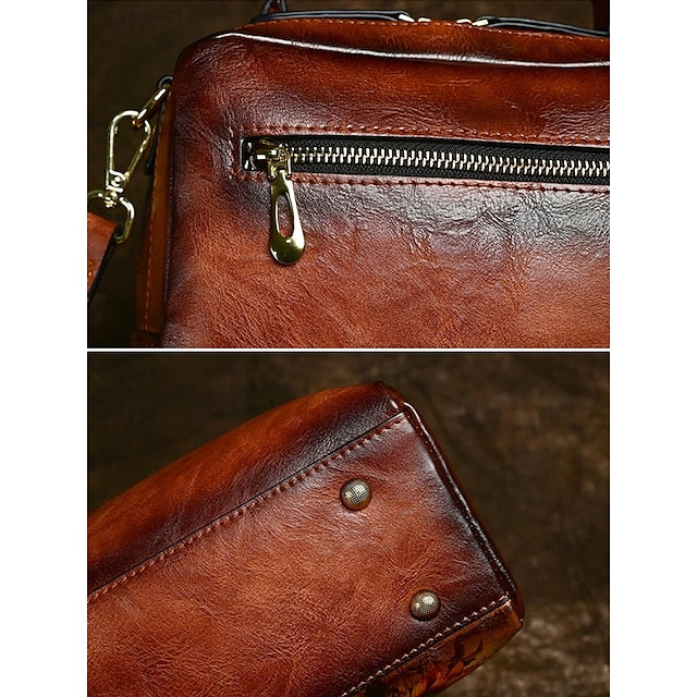 Sunflower Print Vintage with Handbag Leather and Butterfly