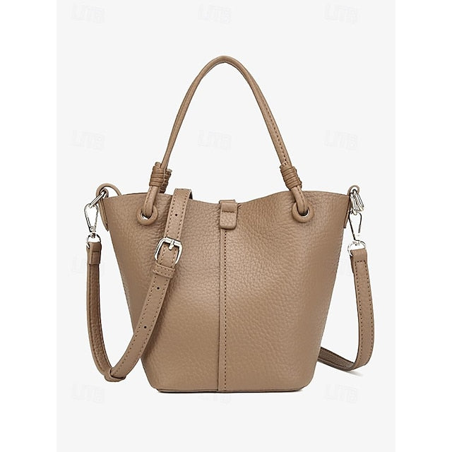 Pouch Stylish Bag Bucket Matching with Leather