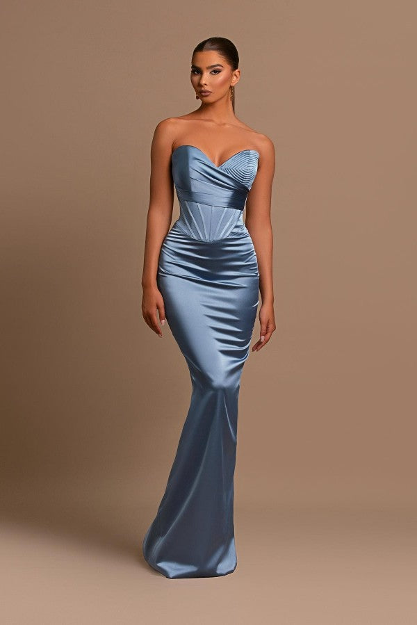 Dusty Blue Prom Dress Sweetheart Mermaid - Fashionpara