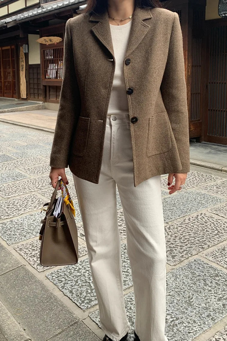 Slim Wool Coat Blazer - Fashionpara