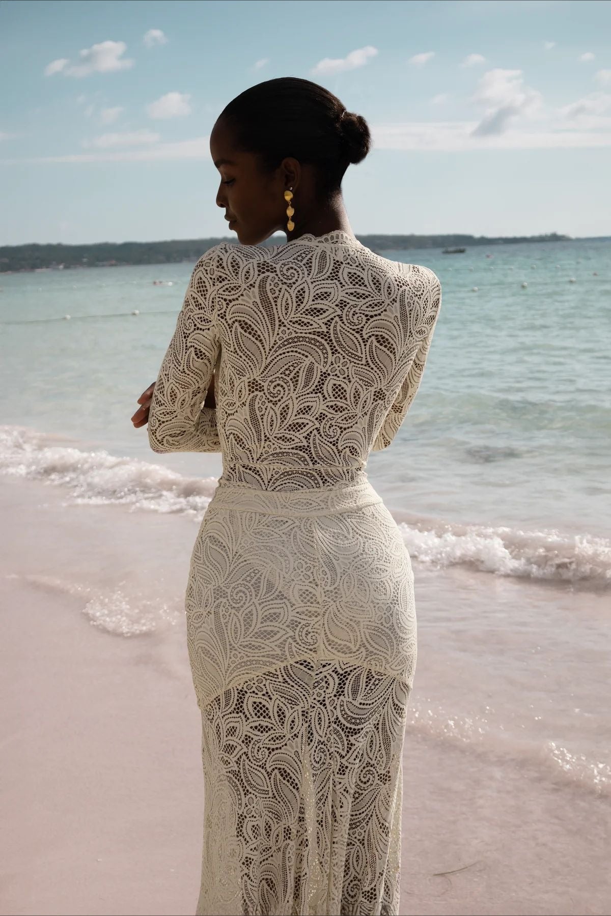 Lace V-Neck Long Sleeve Mermaid Gown 4