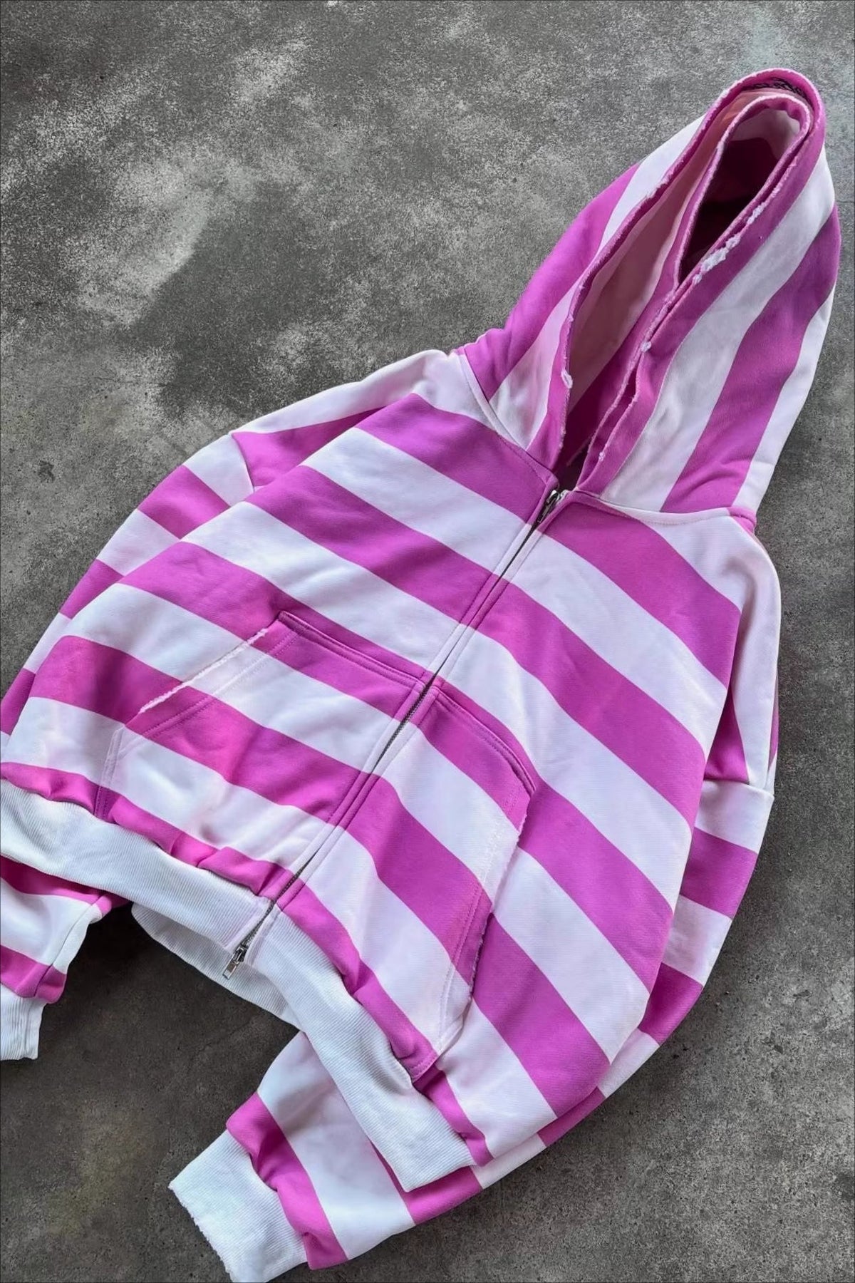 Stripe Layered Zip Hoodie 2