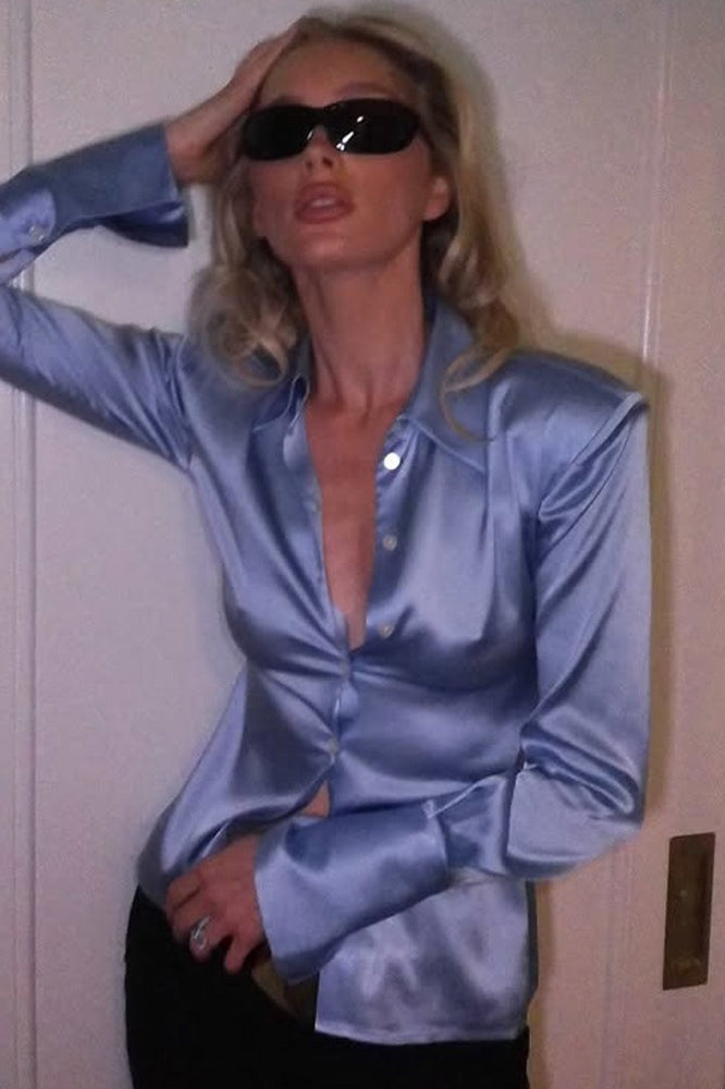 Fitted Tie Waist Long Sleeve Blouse - Fashionpara