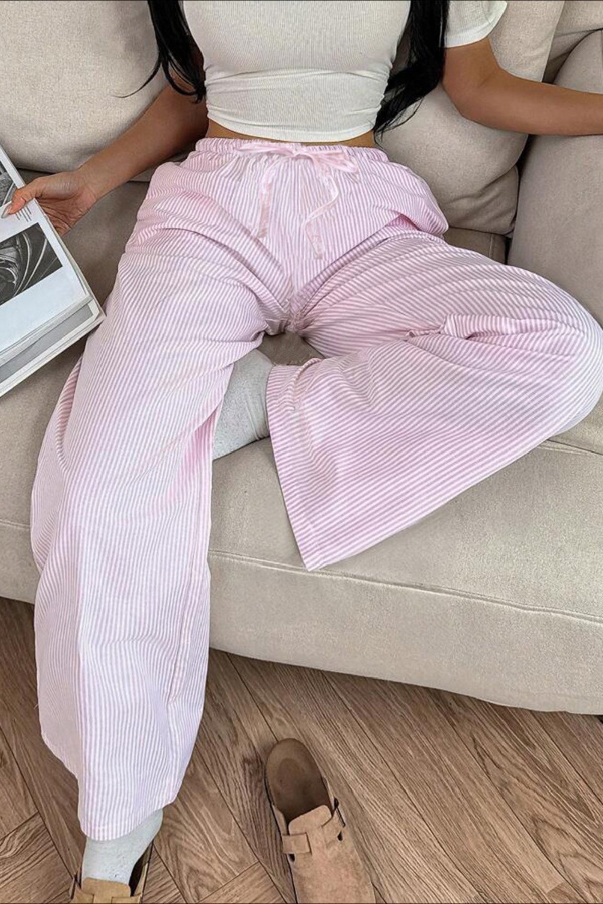 Striped Stretch Denim Jeans