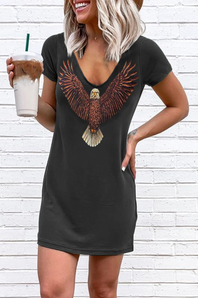 Casual Basic Print Black Mini Dress(3 Colors) - Fashionpara