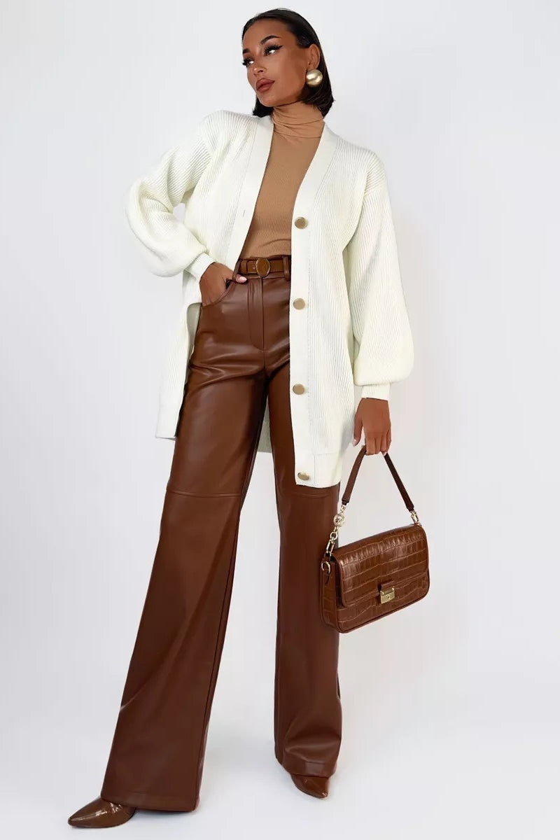 Elegant V-Neck Loose Fit Knit Cardigan for All Seasons