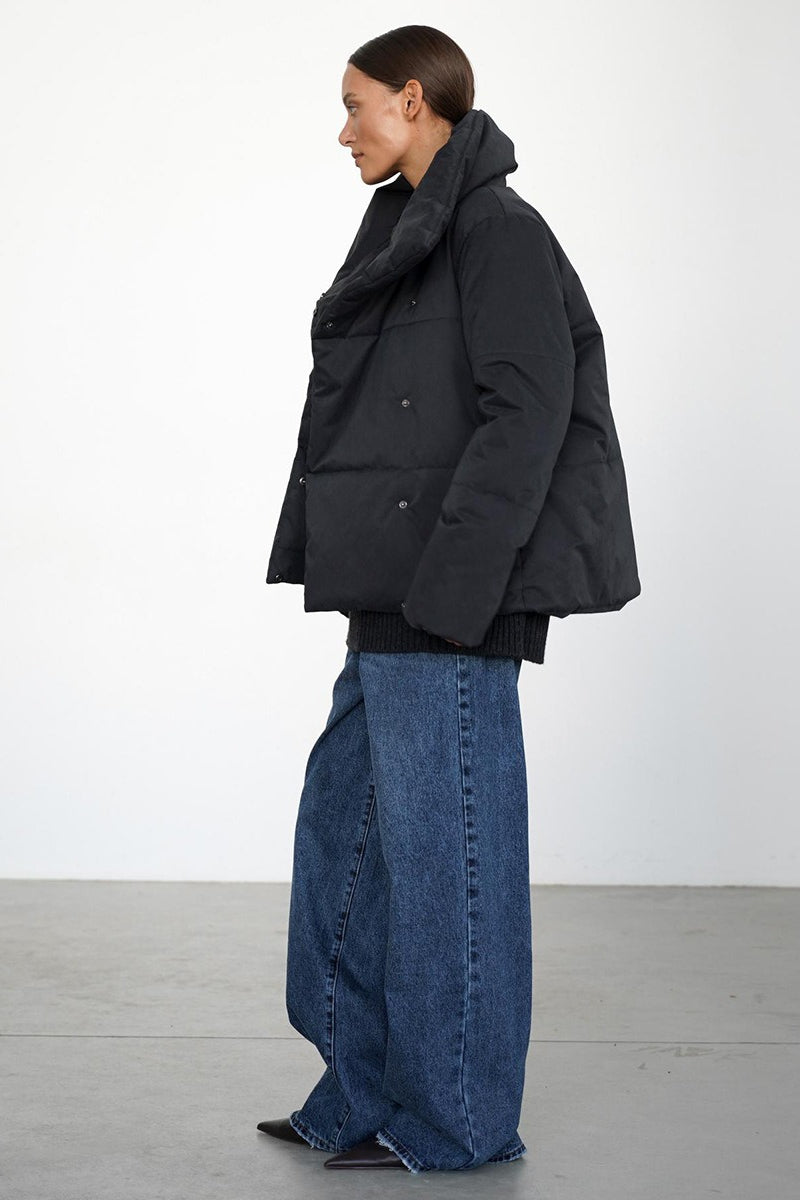 Asymmetrical Turtleneck Cotton Coat - Fashionpara