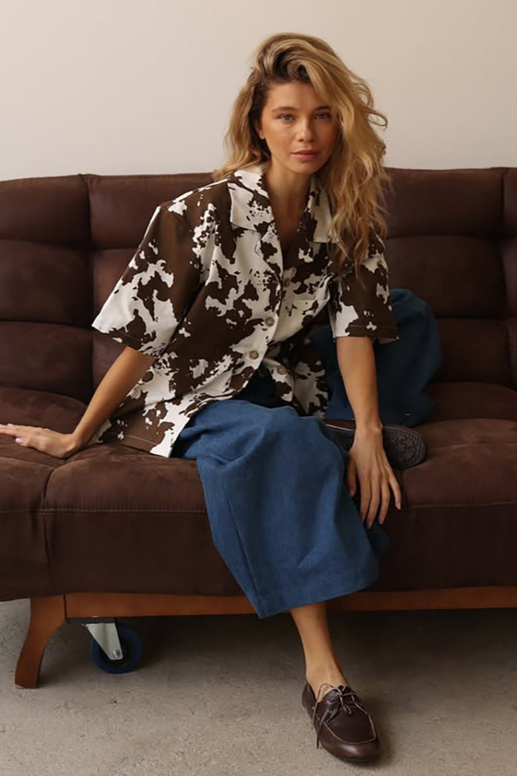 Fashion Loose Printed Short Sleeve Blouse