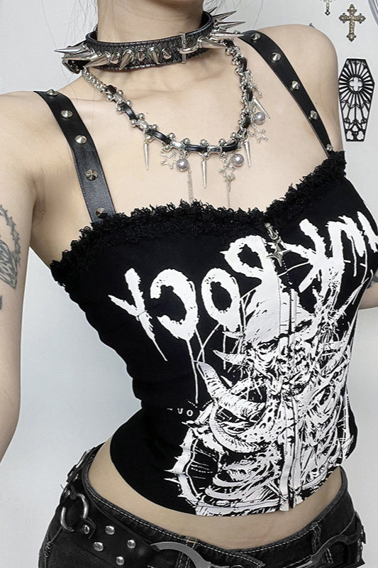 Dark Print Studded Sexy Corset