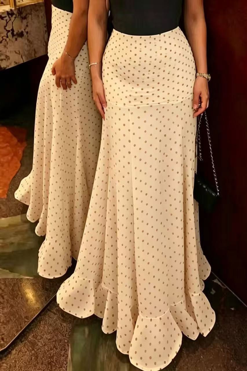 Polka Dot High Waist Maxi Skirt