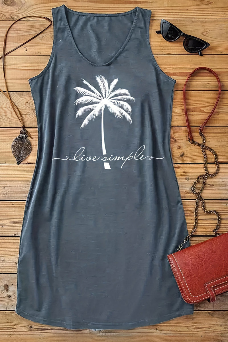 Coconut Print Sleeveless Mini Dress - Fashionpara