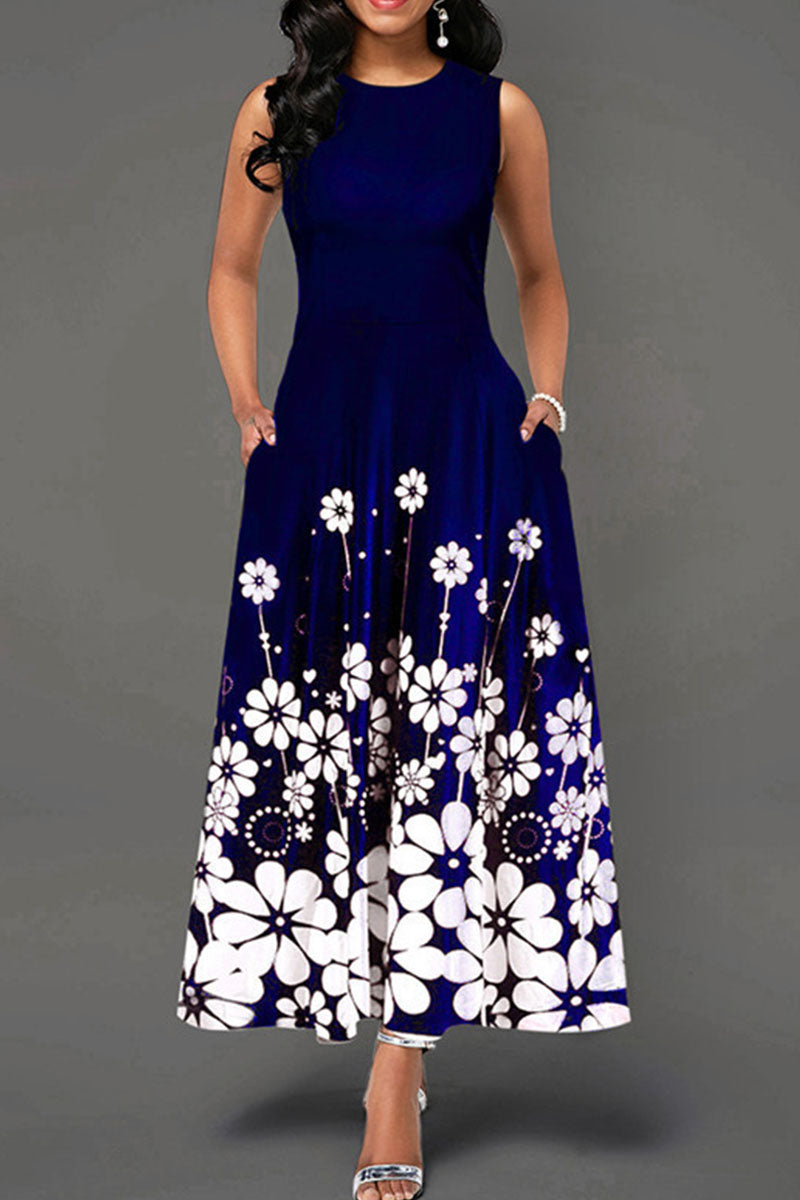 Sweet Elegant Print Patchwork O Neck A Line Dresses Fashionpara