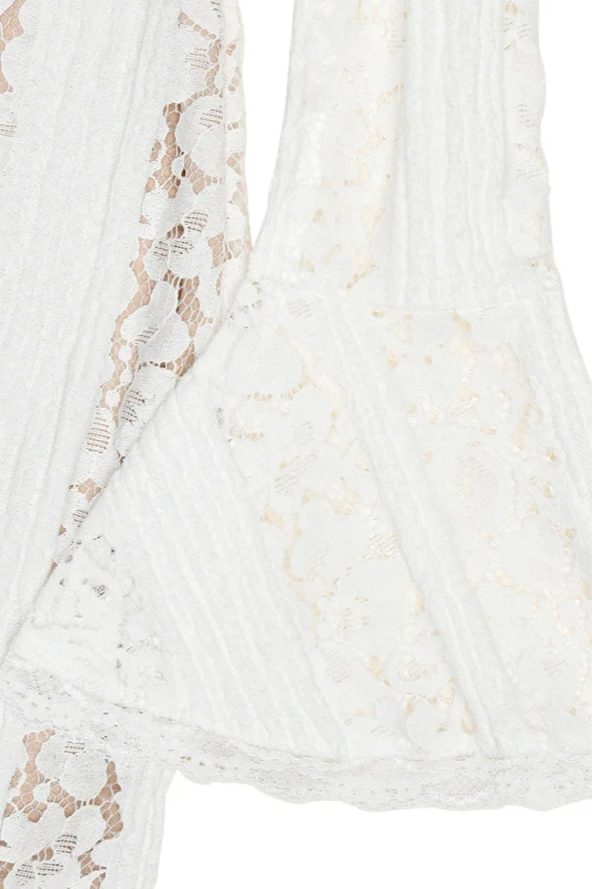 Lace Off Shoulder Long Sleeve Mermaid Maxi Dress 7