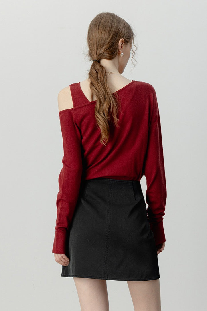 Asymmetric Neckline Knit Top 5