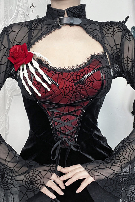 Sheer Spiderweb Gothic Dress