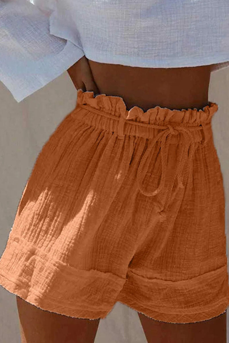 Casual Solid Split Joint Loose High Waist Wide Leg Shorts  Fashionpara