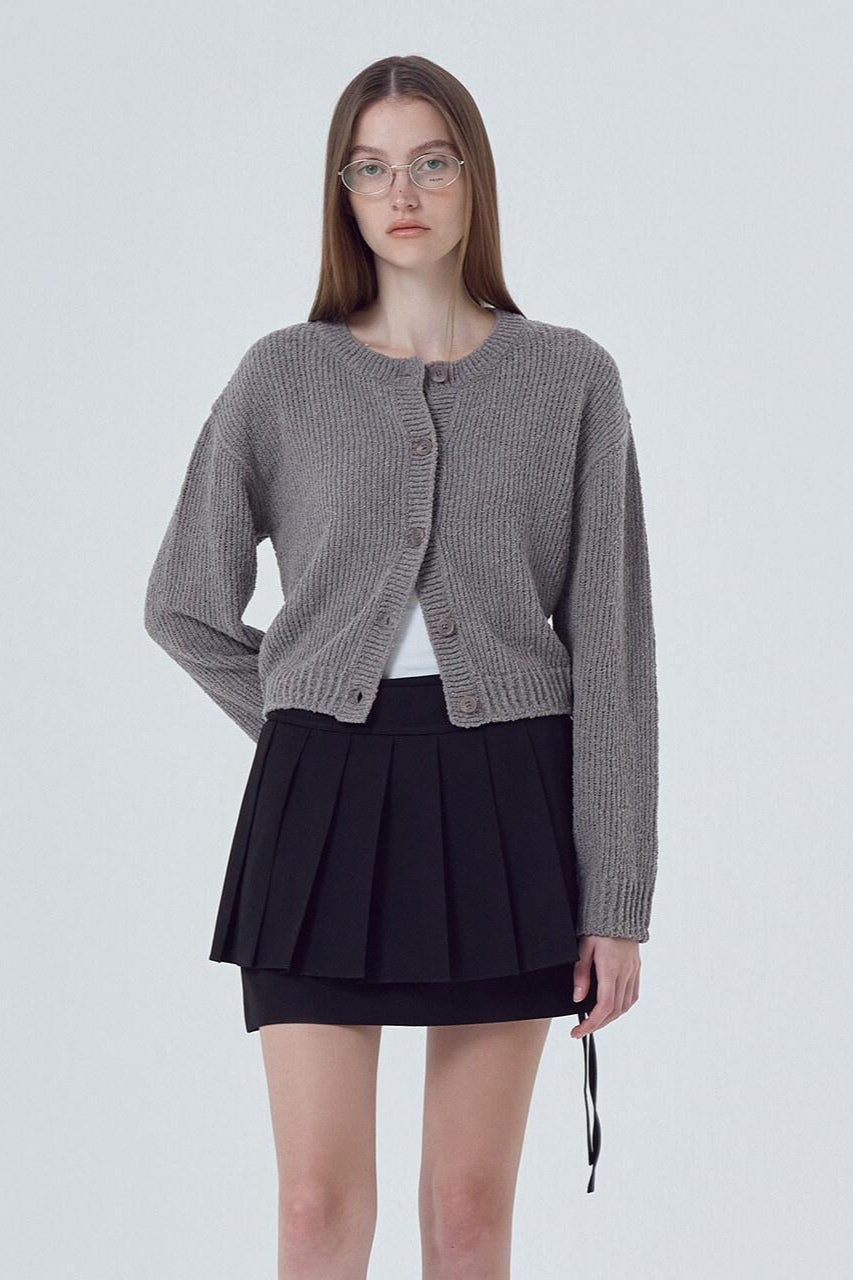 Button Front Crewneck Knit Top