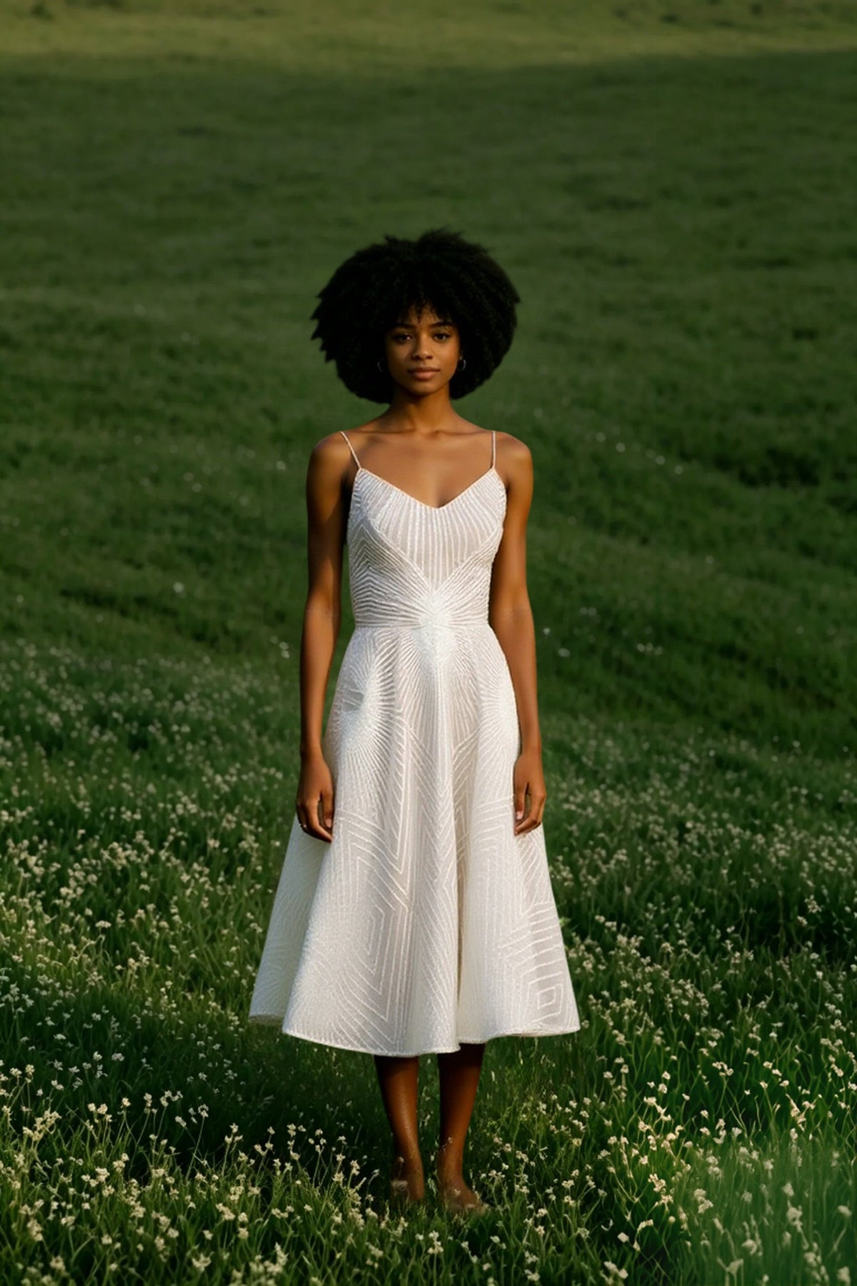 Glitter V-Neck Fit and Flare Midi Dress 8
