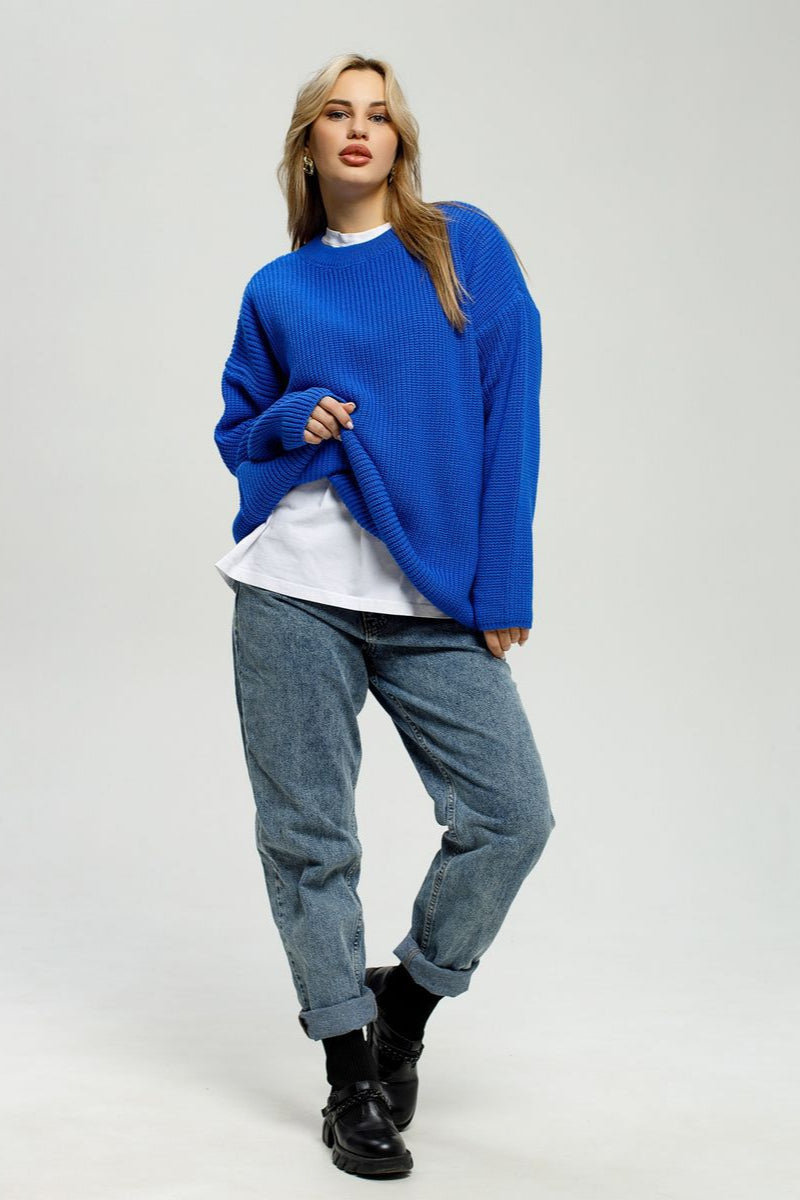 PrincessAce Stylish Loose Fit Crew Neck Knit Sweater