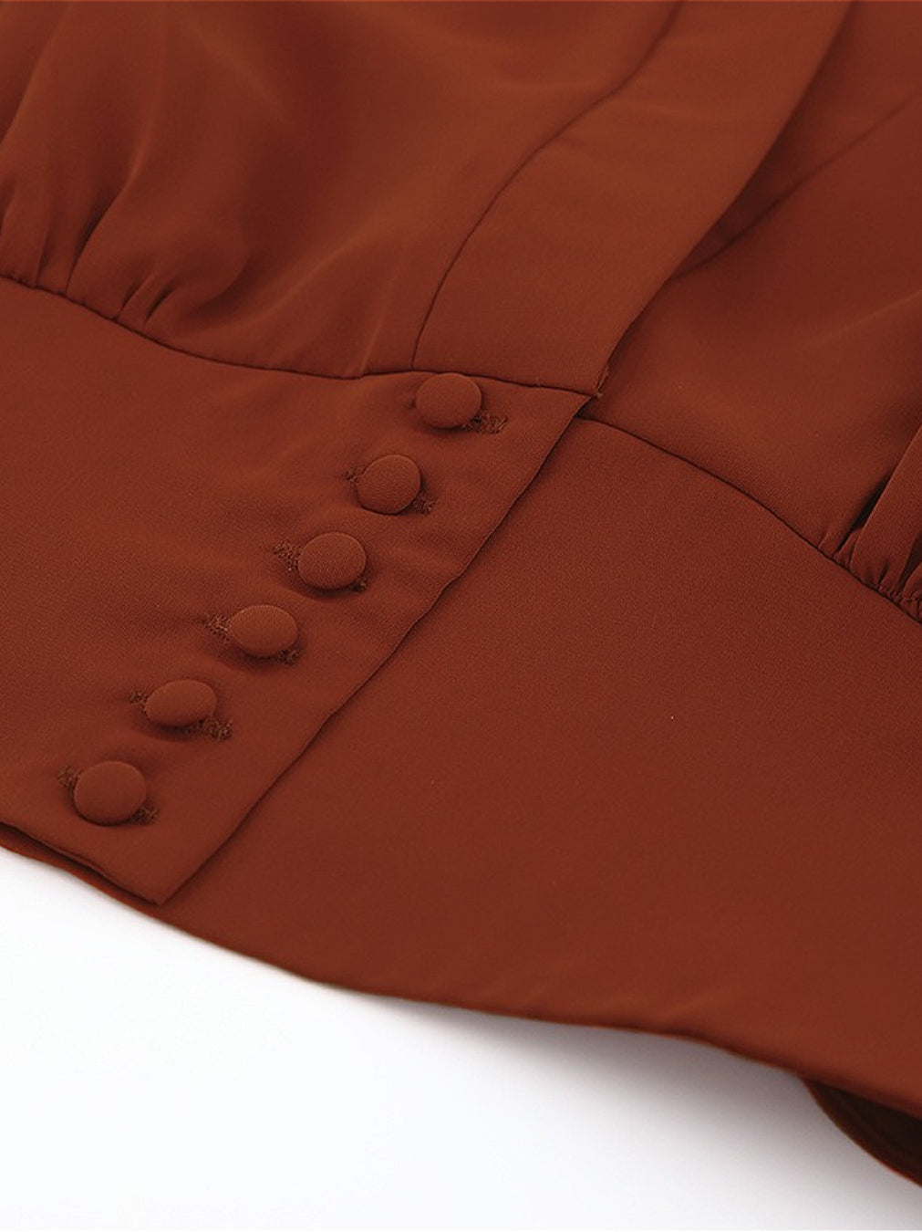 Vintage Lantern Sleeve V-Neck Slim Fit Blouse