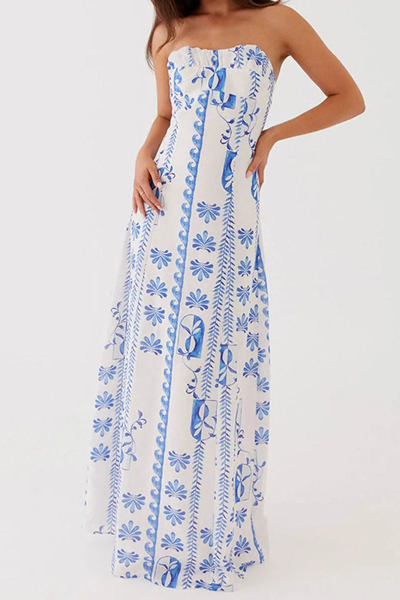 Off Shoulder A-line Maxi Floral Dress